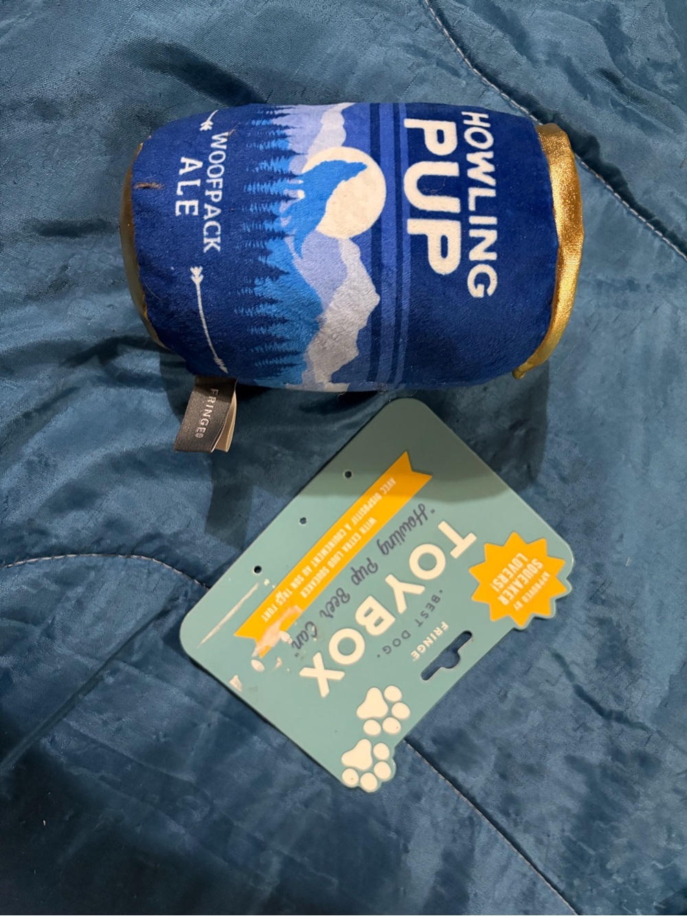 Fringe Studio Blue Plush Decorative dog toy with Gold Accent